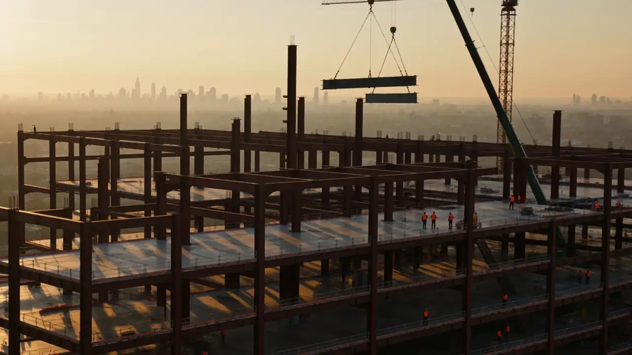 Steel-frame building under construction