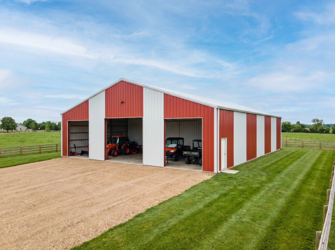 Agricultural steel barn and equipment building