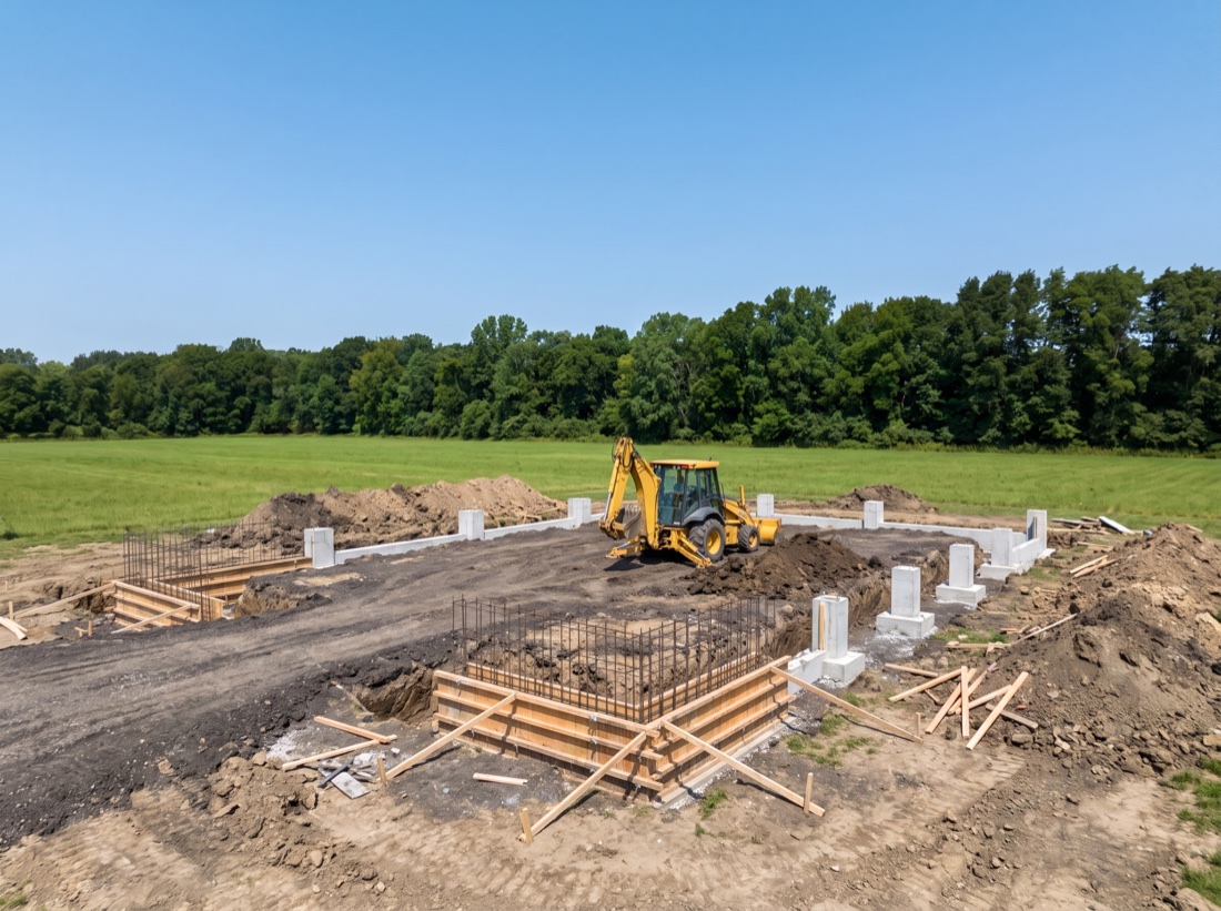 Graded construction site being prepared