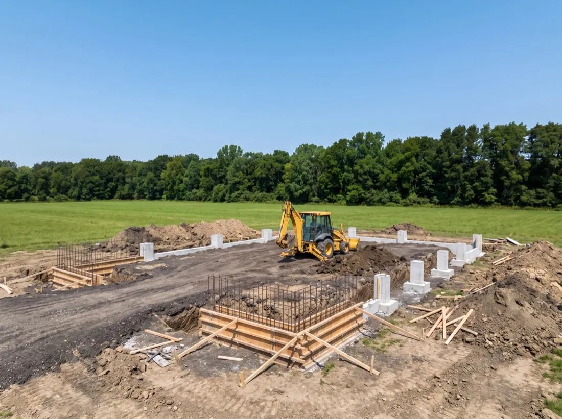 Graded construction site being prepared