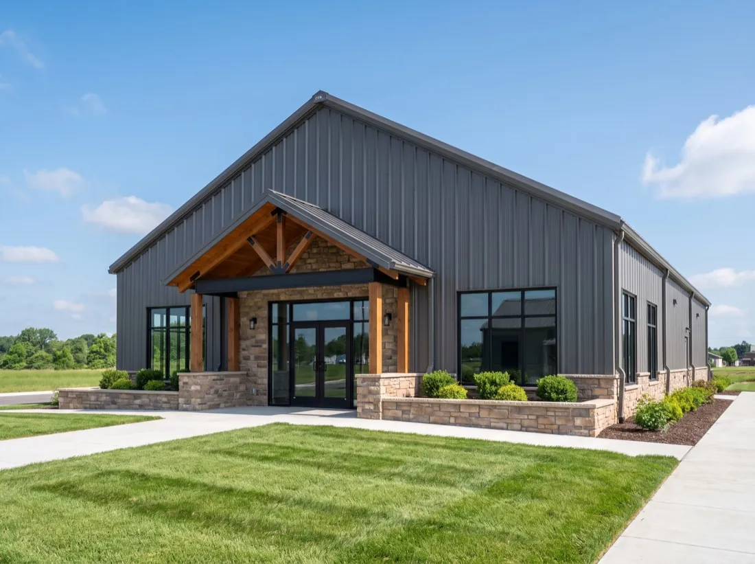 Metal building gymnasium and community hall